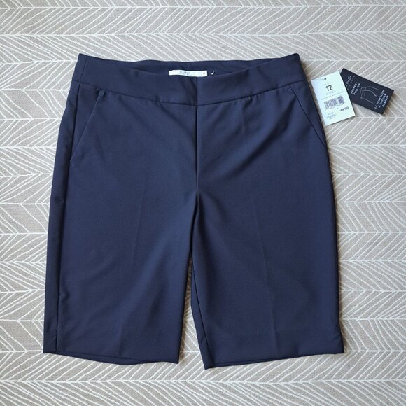 ALFRED SUNG Bermuda Shorts  Women Navy Pull-On US 12 - Picture 1 of 6